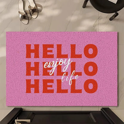 Hello Series Silk Ring Entrance Door Mat Dirt-Resistant Entry Carpet