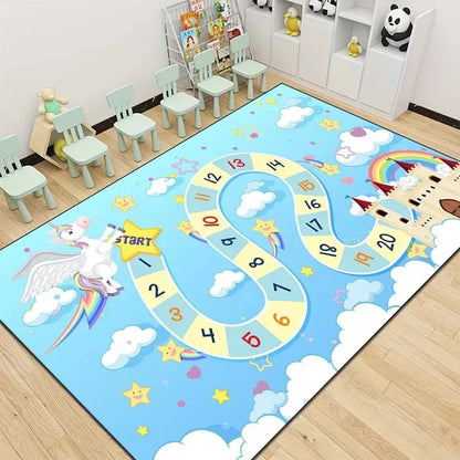 Snakes and Ladders Game Pattern Area Rug