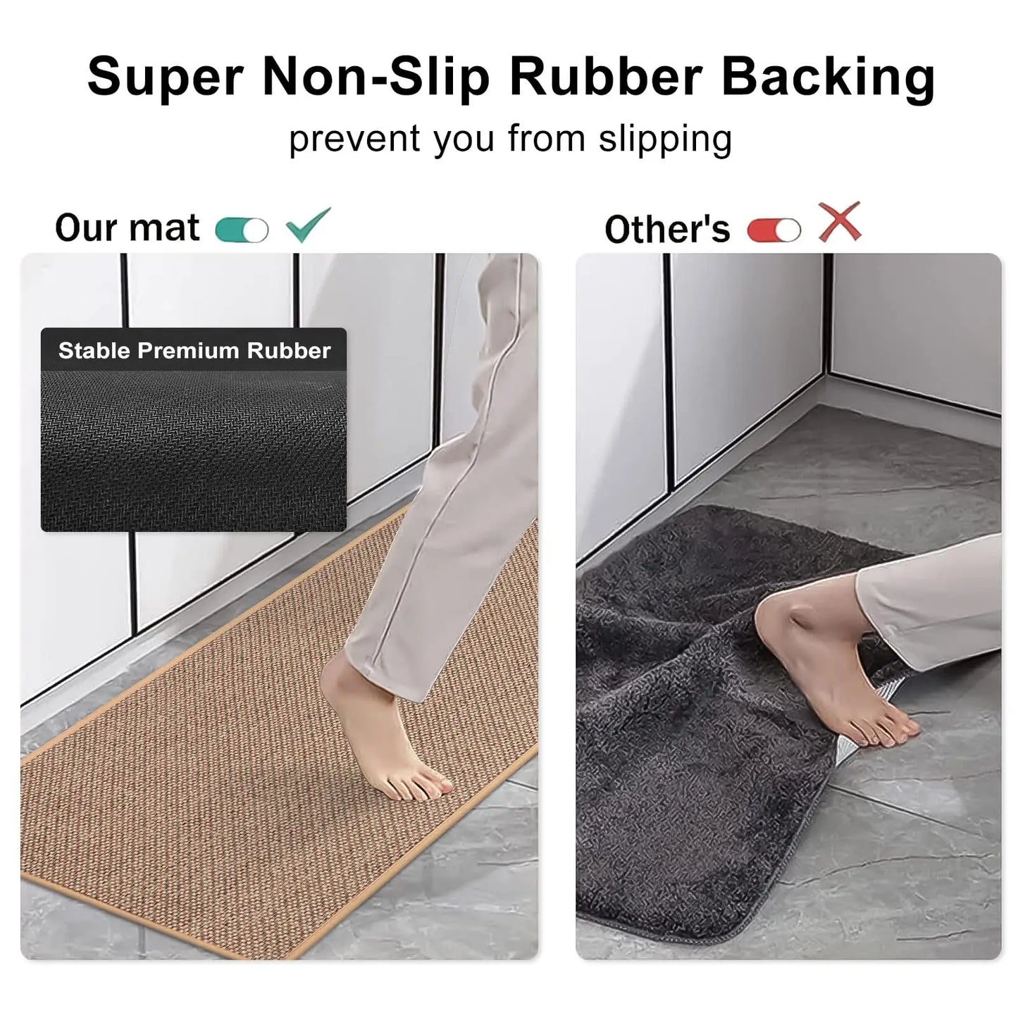 Linen weave non-slip rubber bottom kitchen runner rug oil-resistant durable entry mat
