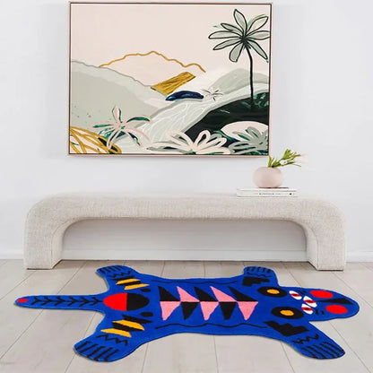 Orange Tiger & Pink Alligator Shaped Cute Decorative Area Rug