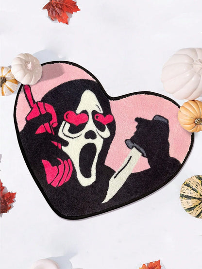 VIKAMA Heart-Shaped Skull Halloween Area Rug