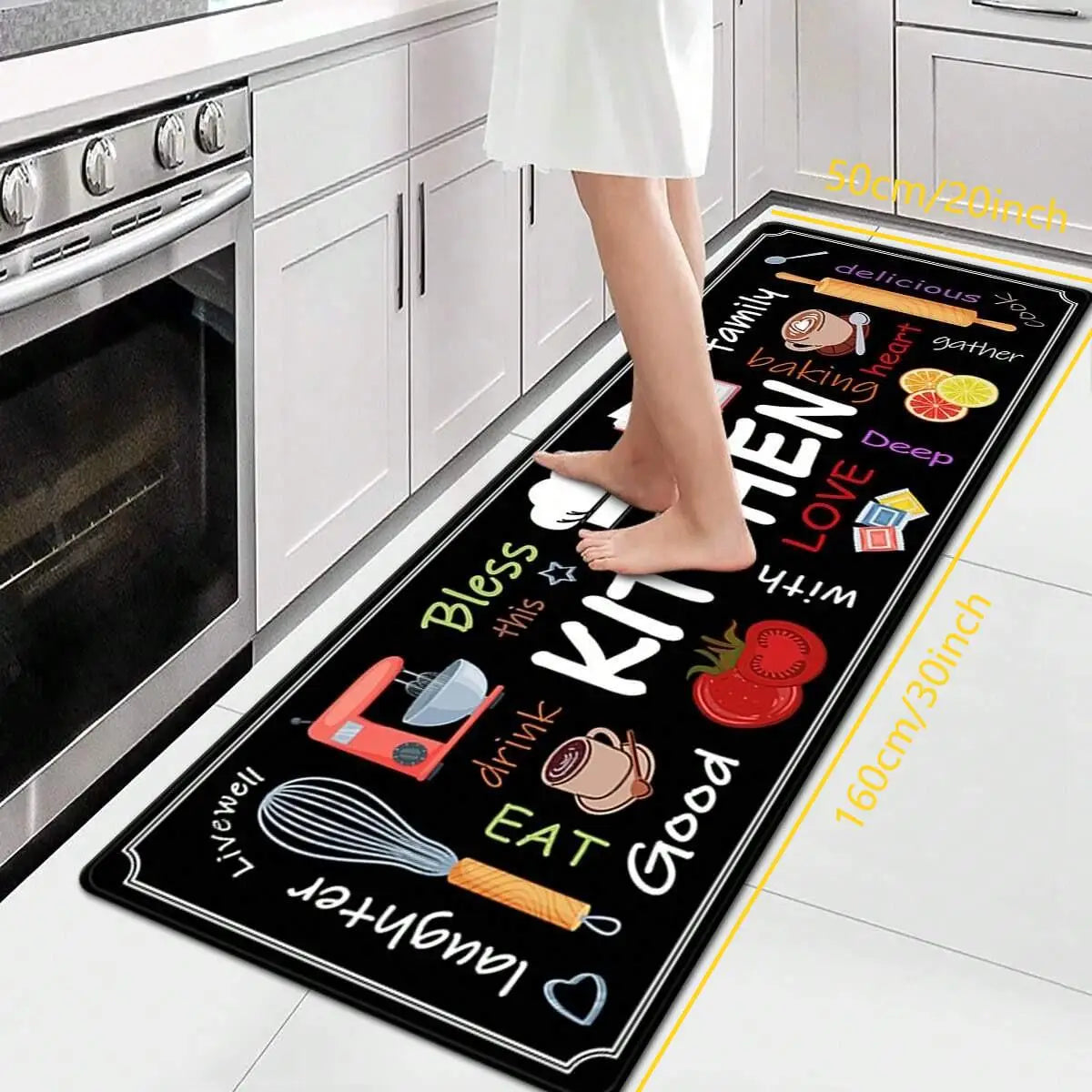VIKAMA Printed Kitchen Non-Slip Floor Mat Set