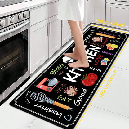 VIKAMA Printed Kitchen Non-Slip Floor Mat Set