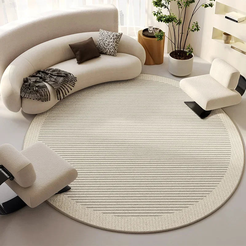 Beige Round Light Luxury Non-Slip Large Area Rug