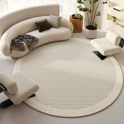 Beige Round Light Luxury Non-Slip Large Area Rug