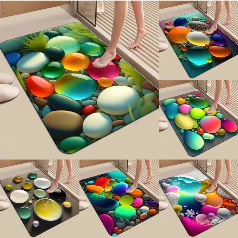 3D Stereoscopic Goose Door Mat Soft Stone Pattern Non-Slip Dirt-Resistant Rug Living Room Home Decor