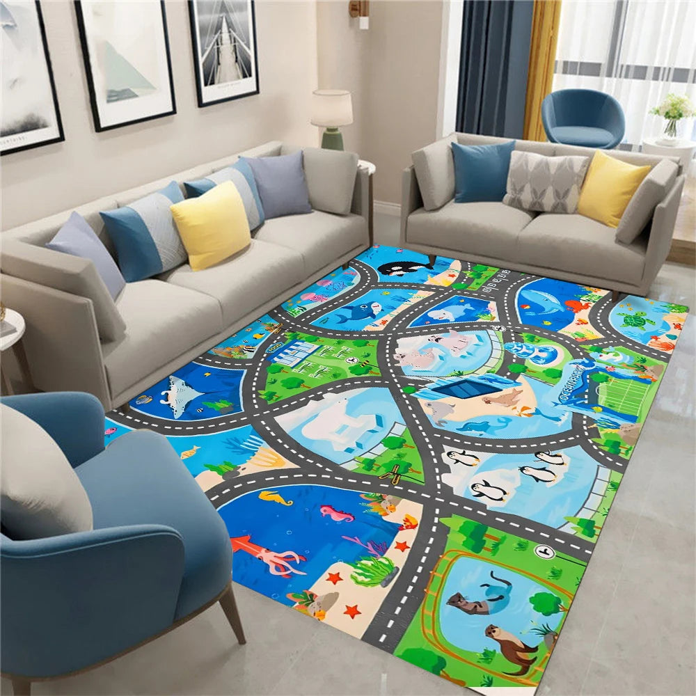 Dinosaur Park Kids Play Track Rug