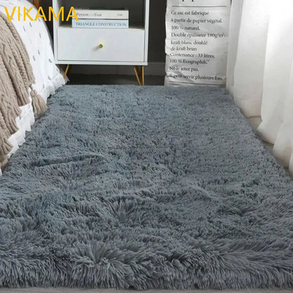 VIKAMA Silk Wool Plush Rug Soft Bedroom Living Room Bed Coffee Table Mat Home Decor