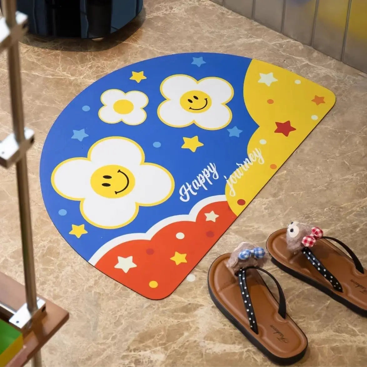 VIKAMA Rainbow Flower Anti-Slip Floor Mat