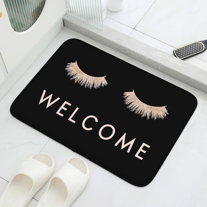 Pink Eye Print Letter Graphic Floor Mat Polyester Absorbent Non-Slip Entrance Door Rug Home Decorative Carpet