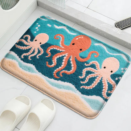 Flannel Absorbent Floor Mat Soft Non-Slip Modern Bathroom Washbasin Shower Room Carpet Home Decor