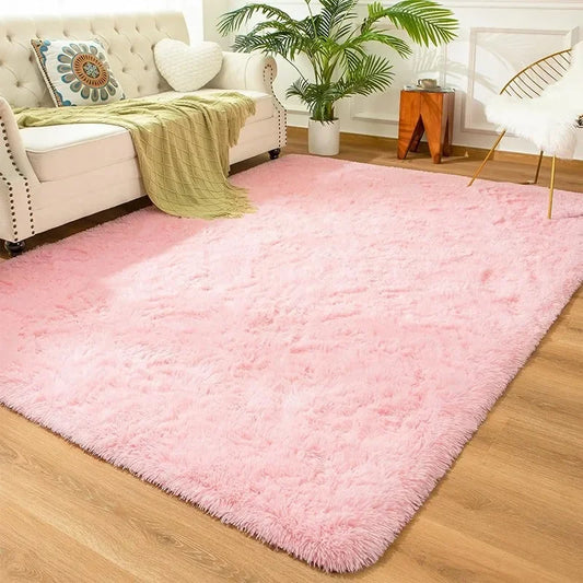 Pink Tie-Dye Carpet Soft Fluffy Large Living Room Kids Bedroom Play Mat