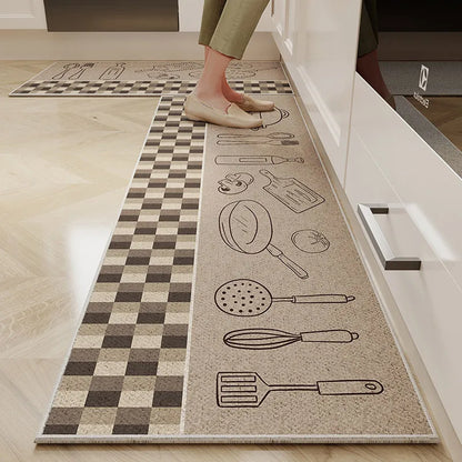 VIKAMA Cartoon Crystal Velvet Non-Slip Kitchen Floor Mat