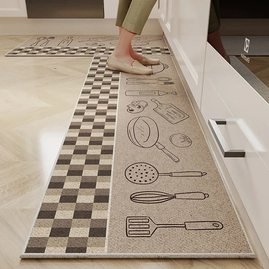 VIKAMA Cartoon Crystal Velvet Non-Slip Kitchen Floor Mat