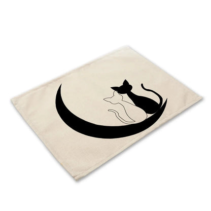 Cute Black Cat Kitchen Placemat Set