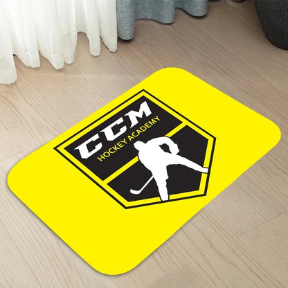 CCM Hockey Sports Letter Design Athlete Silhouette Welcome Door Mat
