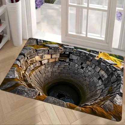 3D Stone Hole Illusion Doormat
