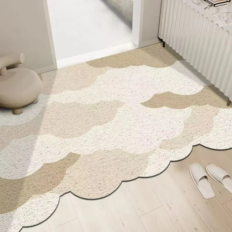 Cream silk ring cuttable entrance door mat