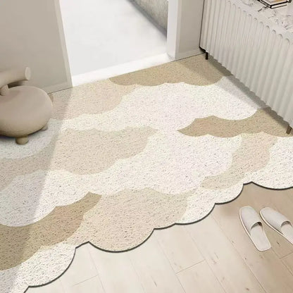 Cream silk ring cuttable entrance door mat