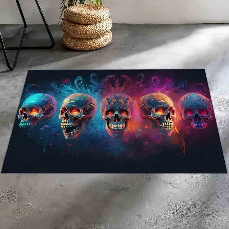 Gothic Horror Dragon Bat Pumpkin Unwelcome Mat Dark Scary Non-Slip Carpet Rug Halloween Home Decor