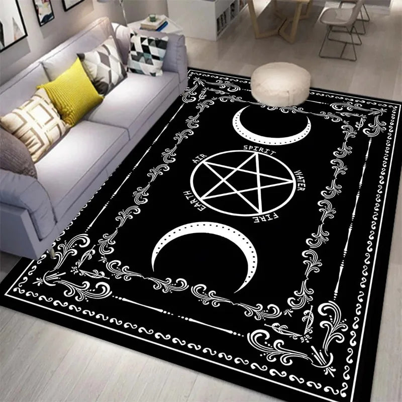 Witch Sun Moon Pentagram Gothic Area Rug