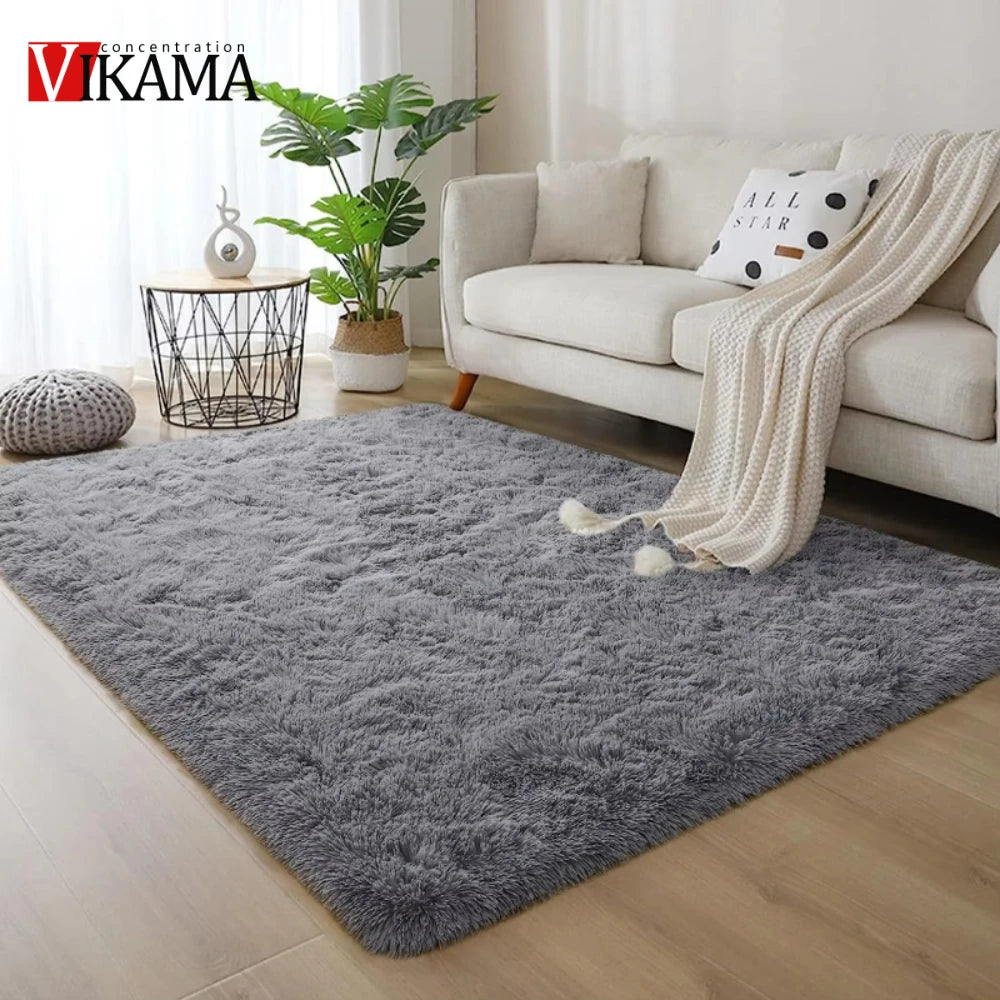 Large pink fluffy children’s area rug