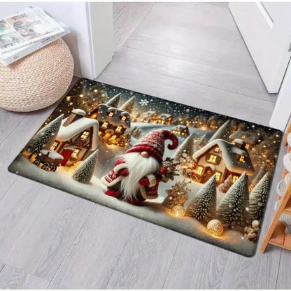 Christmas gnome pattern soft carpet for home decor