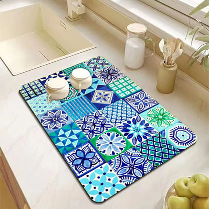 Mandala Absorbent Kitchen Counter Mat