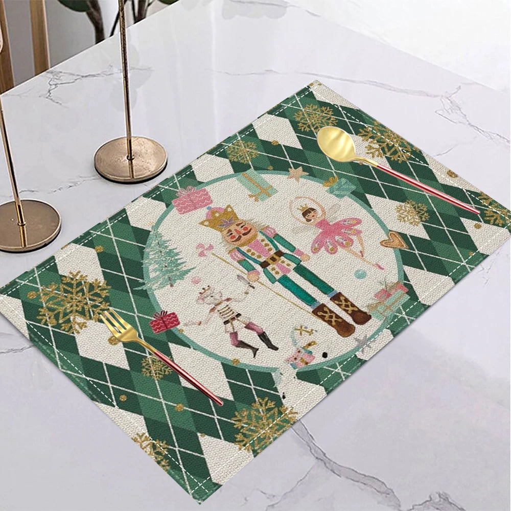 Christmas nutcracker ballet pink gold placemat mat