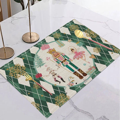 Christmas nutcracker ballet pink gold placemat mat
