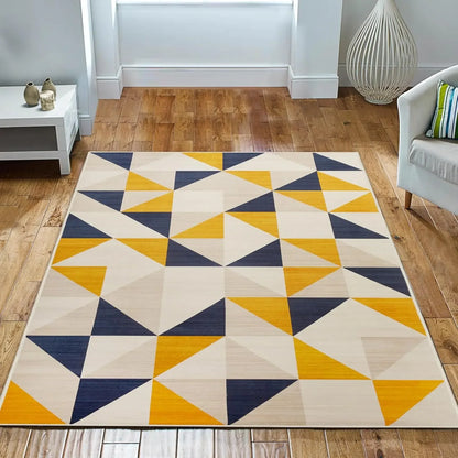 VIKAMA Geometric Style Non-Slip Living Room Area Rug