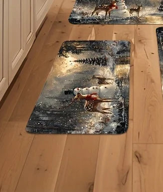 Snowman snowflake Christmas kitchen mat festive home decor rug