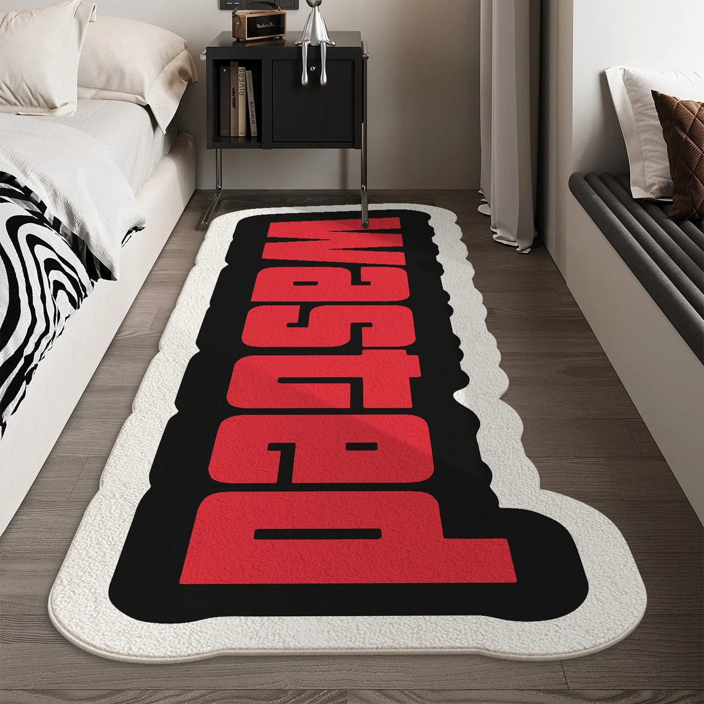 VIKAMA “WASTED” Red Print Non-Slip Floor Mat