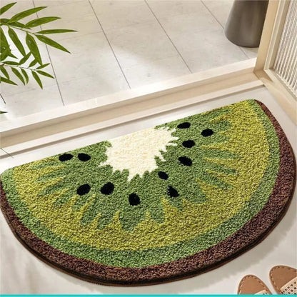 VIKAMA Cute Lemon Cartoon Plush Rug Absorbent Non-Slip Bathroom Floor Mat Home Decor