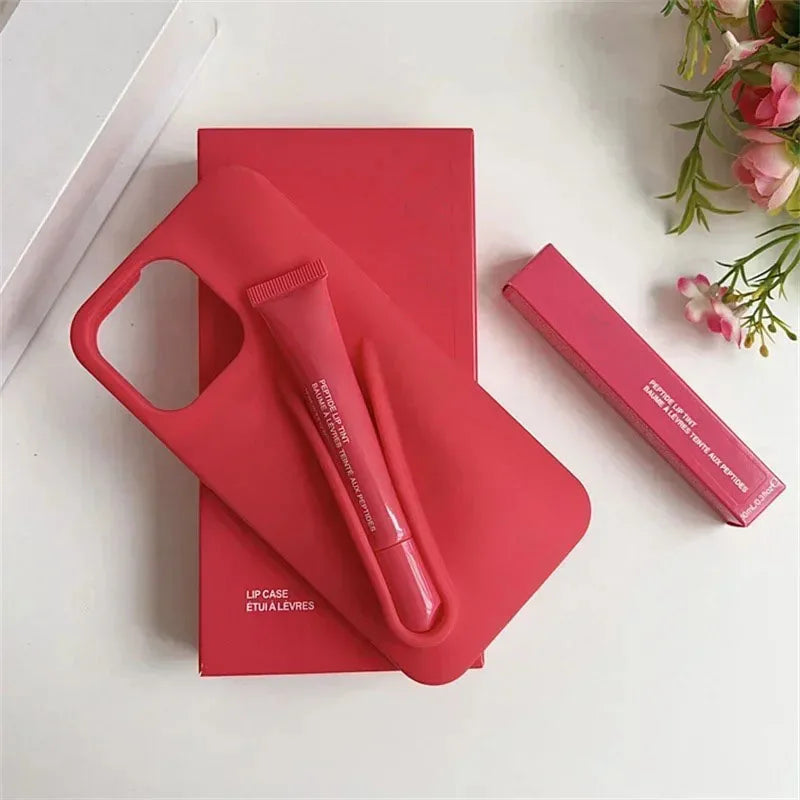 Rhode Lip Gloss Gift Set iPhone Case – Silicone Cover with Lipstick & Box