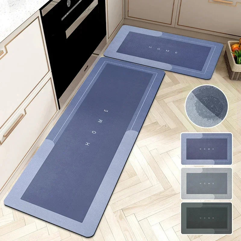 Long absorbent non-slip diatom kitchen mat
