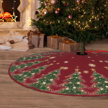 VIKAMA Snowflake Pine Christmas Tree Skirt Rug