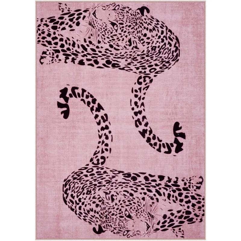 Cheetah Pattern Rug Personalized Animal Flower Carpet Non-Slip Floor Mat Bedroom Living Room Door Mat Home Decor
