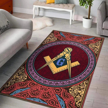 Freemasonry Masonic Symbol Non-Slip Area Rug