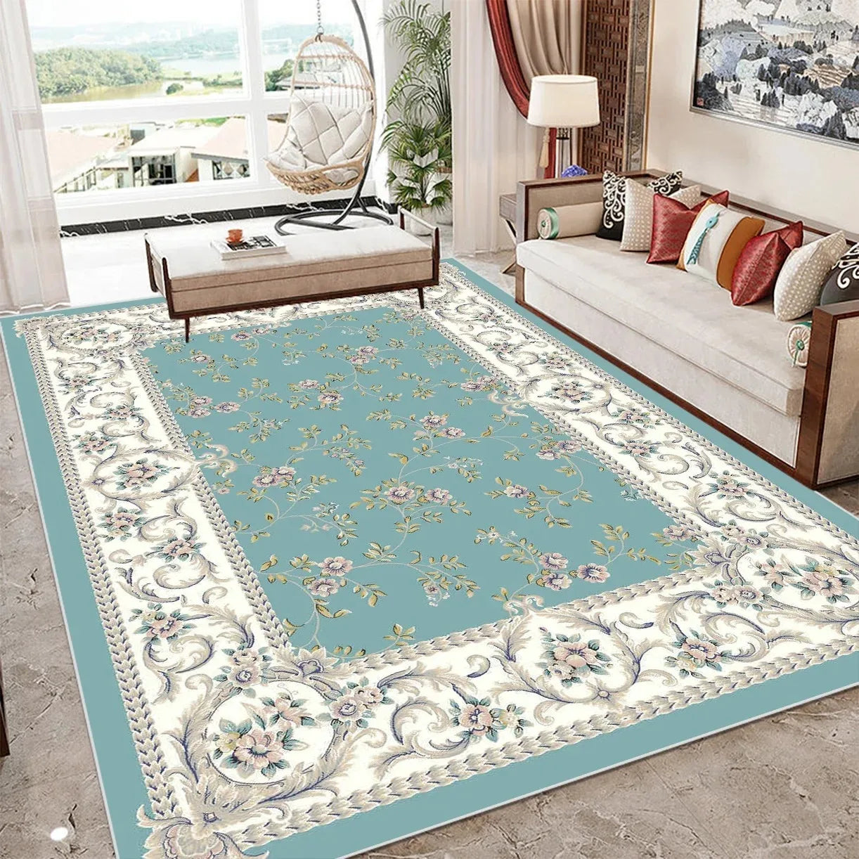European Style Luxury Large Area Living Room Carpet Soft Home Decor Bedroom Sofa Floor Mat Custom Rug