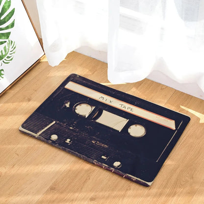 Retro Cassette Tape Door Mat Music Theme Non-Slip Carpet Living Room Bedroom Kitchen Home Decor