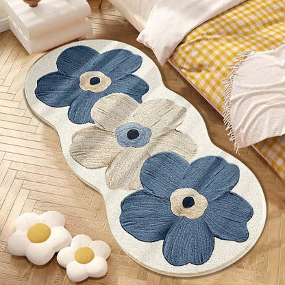 Nordic floral plush bedroom area rug