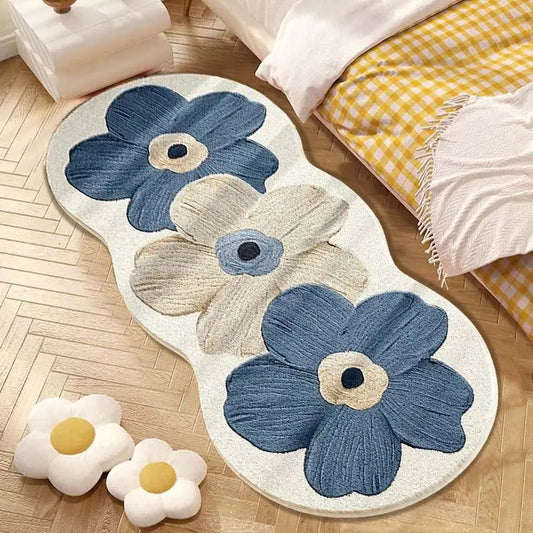 Nordic floral plush bedroom area rug