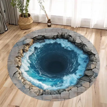 3D Deep Crack Illusion Round Rug