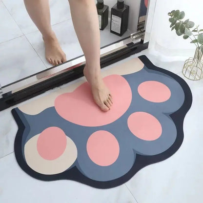 Bathroom absorbent non-slip foot pad cute cartoon household diatom mud floor mat quick drying entry toilet toilet anti-drop