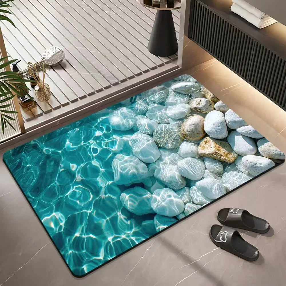 European Cobblestone 3D Effect Rug Non-Slip Carpet Living Room Bedroom Kitchen Entrance Home Decor Mat