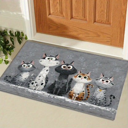 VIKAMA Gray Kitten Carpet Cute Non-Slip Doormat Kitchen Rug Bedroom Living Room Bedside Floor Mat Home Decor