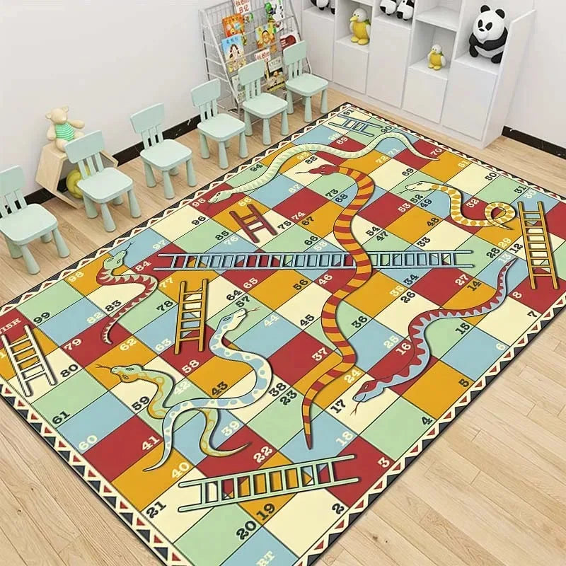 Snakes and Ladders Game Pattern Area Rug