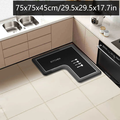 Printed L-Shaped Absorbent Non-Slip Kitchen Mat