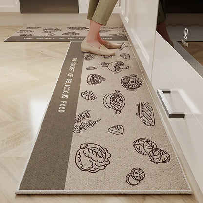 VIKAMA Cartoon Crystal Velvet Non-Slip Kitchen Floor Mat